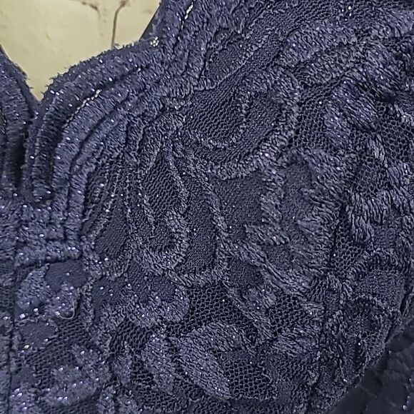 Macy's NWT Woman's Navy Floral Lace Up Formal Corset Prom Dress Homecoming Party - Picture 6 of 14